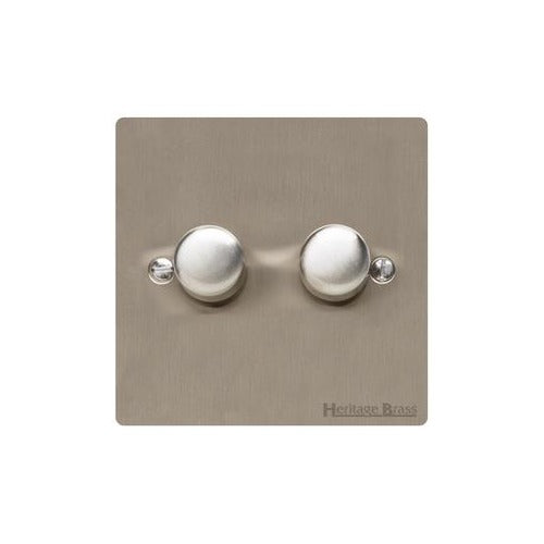 Elite Flat Plate Range Satin Nickel Switches & Sockets, T05 - 2G Multi Location Secondary Dimmer by Heritage Brass By M-Marcus