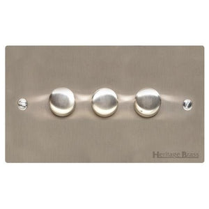 Elite Flat Plate Range Satin Nickel Switches & Sockets, T05 - 3G Multi Location Primary Dimmer by Heritage Brass By M-Marcus