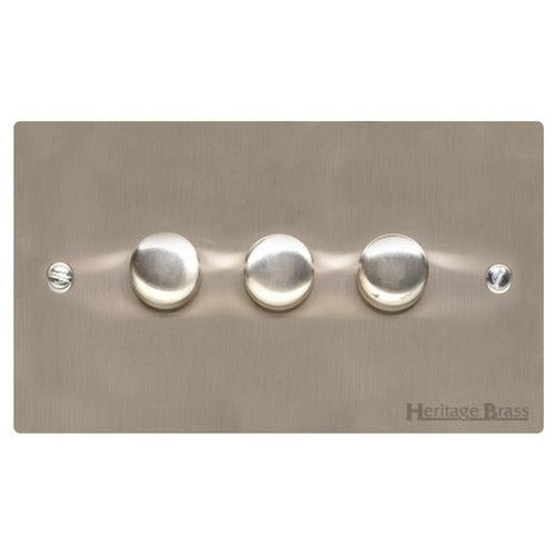 Elite Flat Plate Range Satin Nickel Switches & Sockets, T05 - 3G Multi Location Primary Dimmer by Heritage Brass By M-Marcus
