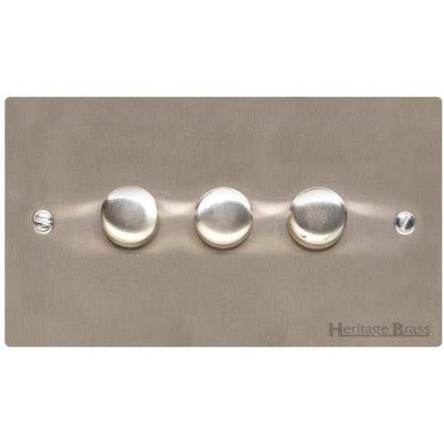 Elite Flat Plate Range Satin Nickel Switches & Sockets, T05 - 3G Multi Location Secondary Dimmer by Heritage Brass By M-Marcus