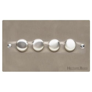 Elite Flat Plate Range Satin Nickel Switches & Sockets, T05 - 4G Multi Location Primary Dimmer by Heritage Brass By M-Marcus