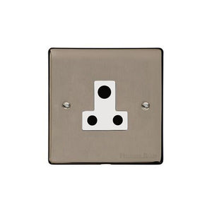 Elite Flat Plate Range Satin Nickel Switches & Sockets, T05 - 5 Amp 3 Round Pin Socket by Heritage Brass By M-Marcus