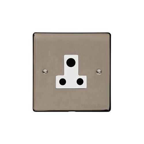 Elite Flat Plate Range Satin Nickel Switches & Sockets, T05 - 5 Amp 3 Round Pin Socket by Heritage Brass By M-Marcus