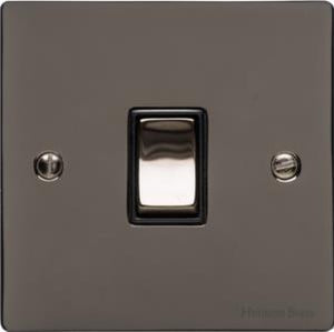 Heritage Brass Electrical, Elite Flat Plate Range - Polished Black Nickel - 1 Gang Intermediate Switch (10 Amp), 1 Gang Intermediate Switch (10 Amp), 1 Gang Intermediate Switch (10 Amp), 10 Amp 2 Way Rocker Switches