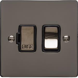 Heritage Brass Electrical, Elite Flat Plate Range - Polished Black Nickel - Switched Spur (13 Amp), Switched Spur (13 Amp), 13 Amp Fused Spur Units, Switched Spur (13 Amp)