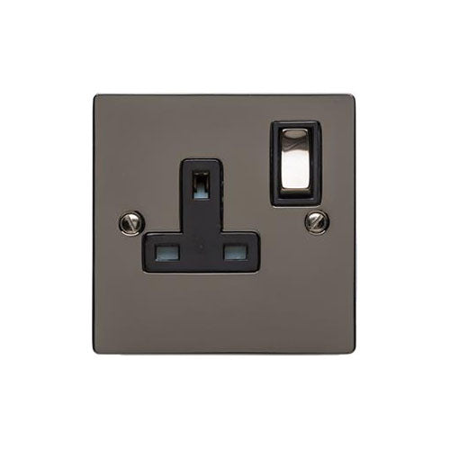 Elite Flat Plate Range Polished Black Nickel Switches & Sockets, T06 - Single Socket (13 Amp) by Heritage Brass By M-Marcus