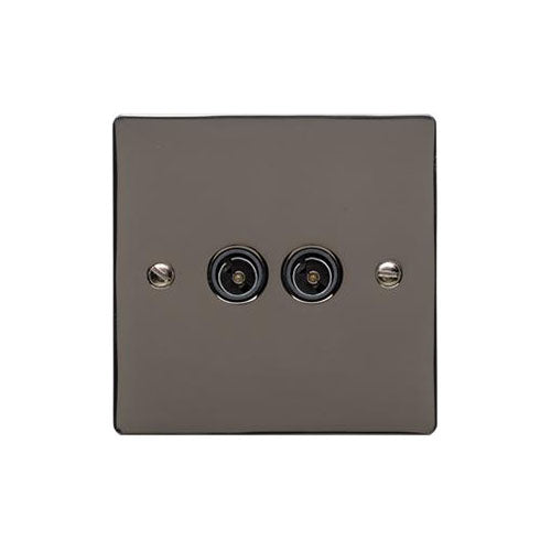 Elite Flat Plate Range Polished Black Nickel Switches & Sockets, T06 - TV/FM Diplexed Socket by Heritage Brass By M-Marcus
