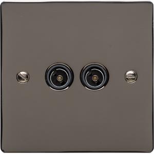 Heritage Brass Electrical, Elite Flat Plate Range - Polished Black Nickel - TV/FM Diplexed Socket, TV/FM Diplexed Socket, TV and Satellite Sockets, TV/FM Diplexed Socket