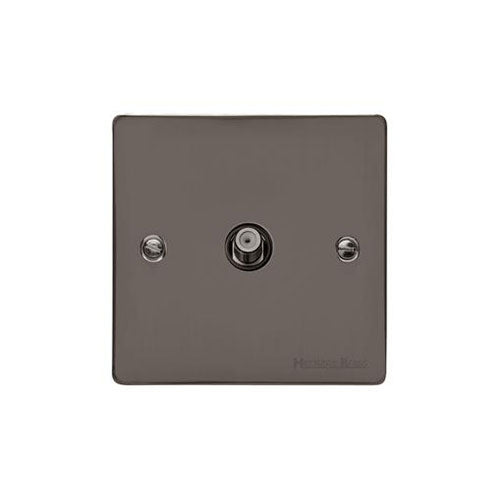 Elite Flat Plate Range-Black Nickel-1 Gang Satellite Socket