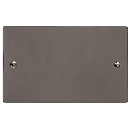 Elite Flat Plate Range Polished Black Nickel Switches & Sockets, T06 - Double Blank Plate by Heritage Brass By M-Marcus