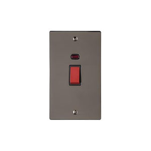 Elite Flat Plate Range Polished Black Nickel Switches & Sockets, T06 - 45A DP Cooker Switch with Neon (tall plate) by Heritage Brass By M-Marcus