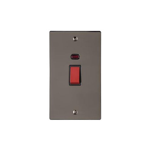 Elite Flat Plate Range Polished Black Nickel Switches & Sockets, T06 - 45A DP Cooker Switch with Neon (tall plate) by Heritage Brass By M-Marcus