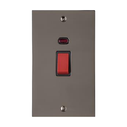 Elite Flat Plate Range Polished Black Nickel Switches & Sockets, T06 - 45A DP Cooker Switch with Neon (tall plate) by Heritage Brass By M-Marcus