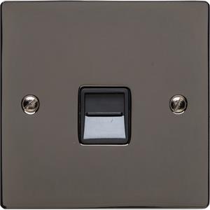 Heritage Brass Electrical, Elite Flat Plate Range - Polished Black Nickel - 1 Gang Secondary Line Socket, 1 Gang Secondary Line Socket, 1 Gang Secondary Line Socket, Telephone and Data Sockets