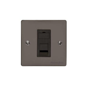 Elite Flat Plate Range Polished Black Nickel Switches & Sockets, T06 - 1 Gang RJ45 by Heritage Brass By M-Marcus