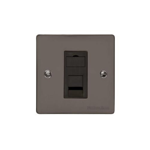 Elite Flat Plate Range Polished Black Nickel Switches & Sockets, T06 - 1 Gang RJ45 by Heritage Brass By M-Marcus
