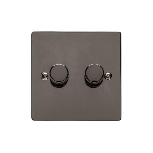 Elite Flat Plate Range-Black Nickel-2 Gang Dimmer (250 watts)