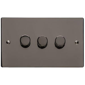 Elite Flat Plate Range Polished Black Nickel Switches & Sockets, T06 - 3G Multi Location Secondary Dimmer by Heritage Brass By M-Marcus