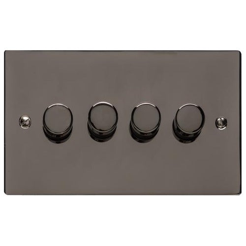 Elite Flat Plate Range Polished Black Nickel Switches & Sockets, T06 - 4G Multi Location Secondary Dimmer by Heritage Brass By M-Marcus