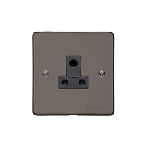 Elite Flat Plate Range Polished Black Nickel Switches & Sockets, T06 - 5 Amp 3 Round Pin Socket by Heritage Brass By M-Marcus