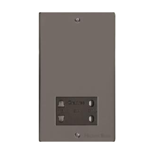Elite Flat Plate Range Polished Black Nickel Switches & Sockets, T06 - Shaver Socket Output Voltage 110/240V by Heritage Brass By M-Marcus