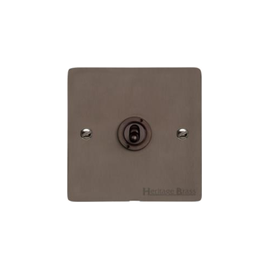 Elite Flat Plate Range Matt Bronze Switches & Sockets, T09 - 1 Gang Toggle Switch by Heritage Brass By M-Marcus