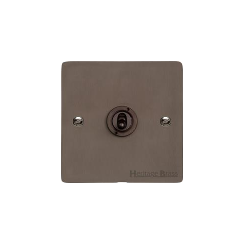Elite Flat Plate Range Matt Bronze Switches & Sockets, T09 - 1 Gang Toggle Switch by Heritage Brass By M-Marcus