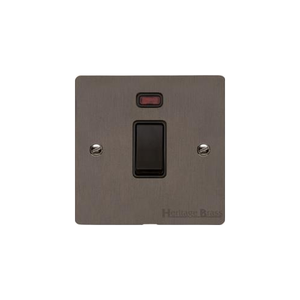 Elite Flat Plate Range Matt Bronze Switches & Sockets, T09 - 20A Double Pole Switch with Neon by Heritage Brass By M-Marcus
