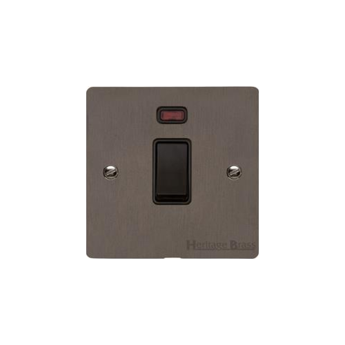 Elite Flat Plate Range Matt Bronze Switches & Sockets, T09 - 20A Double Pole Switch with Neon by Heritage Brass By M-Marcus