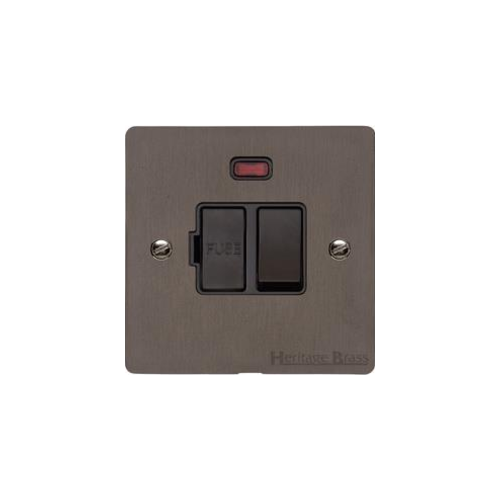 Elite Flat Plate Range Matt Bronze Switches & Sockets, T09 - Switched Spur with Neon (13 Amp) by Heritage Brass By M-Marcus