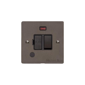 Elite Flat Plate Range Matt Bronze Switches & Sockets, T09 - Switched Spur with Neon + Cord (13 Amp) by Heritage Brass By M-Marcus