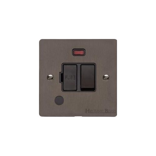 Elite Flat Plate Range Matt Bronze Switches & Sockets, T09 - Switched Spur with Neon + Cord (13 Amp) by Heritage Brass By M-Marcus