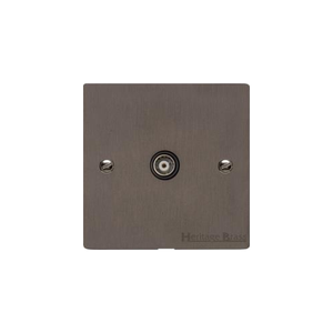 Elite Flat Plate Range Matt Bronze Switches & Sockets, T09 - 1 Gang Non-Isolated TV Coaxial Socket by Heritage Brass By M-Marcus