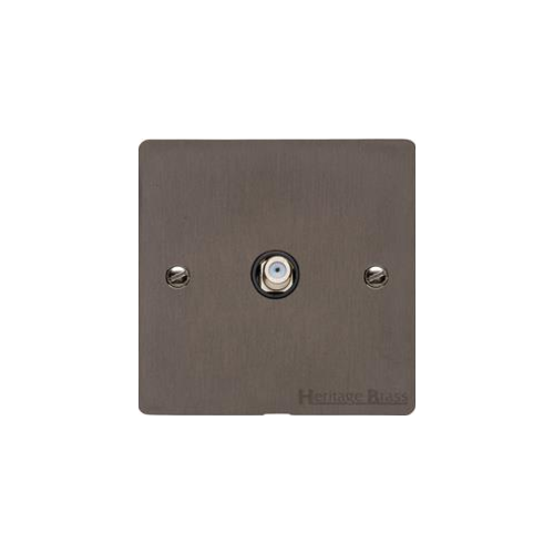 Elite Flat Plate Range Matt Bronze Switches & Sockets, T09 - 1 Gang Satellite Socket by Heritage Brass By M-Marcus