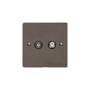 Elite Flat Plate Range Matt Bronze Switches & Sockets, T09 - TV/Satellite Socket by Heritage Brass By M-Marcus