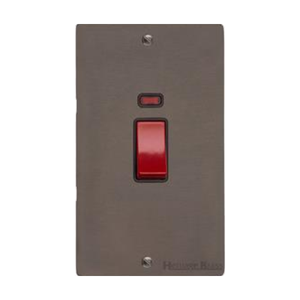 Elite Flat Plate Range Matt Bronze Switches & Sockets, T09 - 45A DP Cooker Switch with Neon (tall plate) by Heritage Brass By M-Marcus
