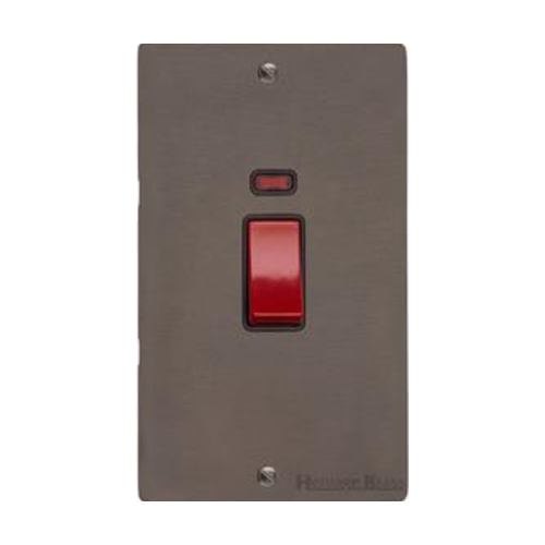 Elite Flat Plate Range Matt Bronze Switches & Sockets, T09 - 45A DP Cooker Switch with Neon (tall plate) by Heritage Brass By M-Marcus