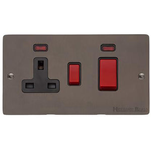 Elite Flat Plate Range Matt Bronze Switches & Sockets, T09 - 45A Cooker Unit + 13A Socket by Heritage Brass By M-Marcus