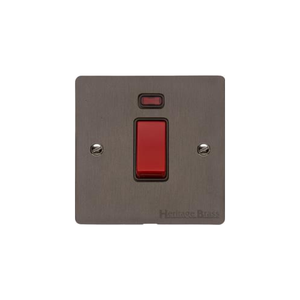 Elite Flat Plate Range Matt Bronze Switches & Sockets, T09 - 45A DP Cooker Switch with Neon (single plate) by Heritage Brass By M-Marcus