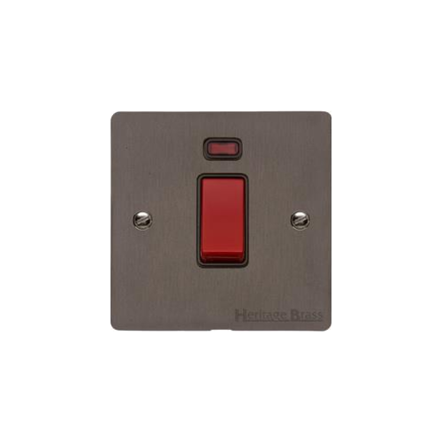 Elite Flat Plate Range Matt Bronze Switches & Sockets, T09 - 45A DP Cooker Switch with Neon (single plate) by Heritage Brass By M-Marcus