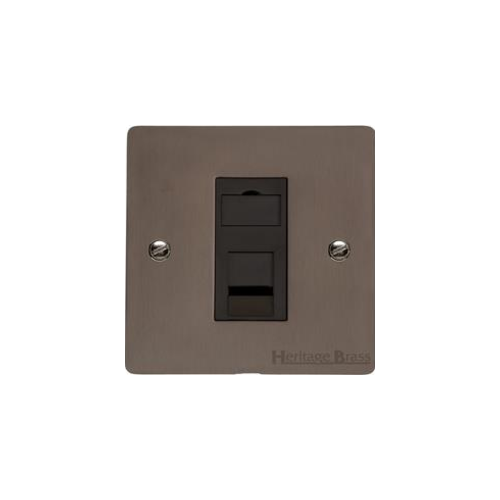 Elite Flat Plate Range Matt Bronze Switches & Sockets, T09 - 1 Gang RJ45 by Heritage Brass By M-Marcus
