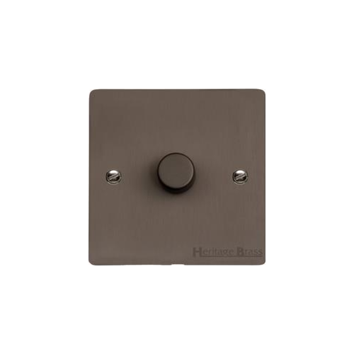Elite Flat Plate Range Matt Bronze Switches & Sockets, T09 - 1 Gang Dimmer 400 watts (Compatible with halogen/ incandescent bulbs) by Heritage Brass By M-Marcus