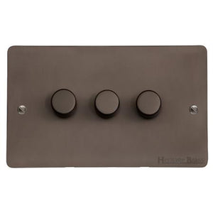 Elite Flat Plate Range Matt Bronze Switches & Sockets, T09 - 3G Multi Location Secondary Dimmer by Heritage Brass By M-Marcus