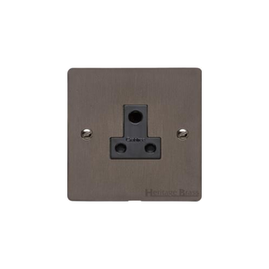 Elite Flat Plate Range Matt Bronze Switches & Sockets, T09 - 5 Amp 3 Round Pin Socket by Heritage Brass By M-Marcus