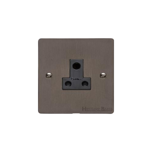 Elite Flat Plate Range Matt Bronze Switches & Sockets, T09 - 5 Amp 3 Round Pin Socket by Heritage Brass By M-Marcus