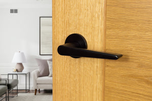 Tupai Rapido 5S Line Torrao Lever Door Handle on 5mm Slimline Round Rose by Atlantic Hardware