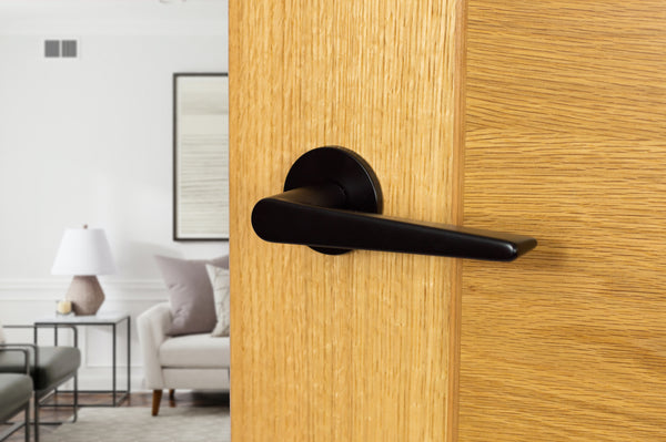 Tupai Rapido 5S Line Torrao Lever Door Handle on 5mm Slimline Round Rose by Atlantic Hardware