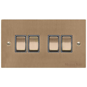 Richmond Elite Range Antique Brass Switches & Sockets, LP91 - 4 Gang Rocker Switch by Heritage Brass By M-Marcus