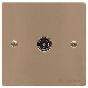 Elite Flat Plate Range - Antique Brass - 1 Gang Non-Isolated TV Coaxial Socket