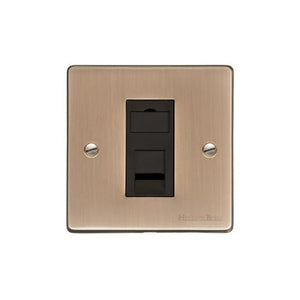 Elite Flat Plate Range Antique Brass Switches & Sockets, T91 - 1 Gang RJ45 by Heritage Brass By M-Marcus